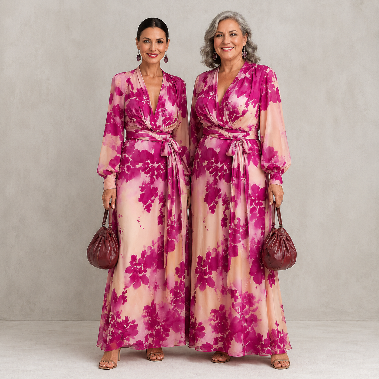 Diana | Rose Floral V-Neck Belted Maxi Dress