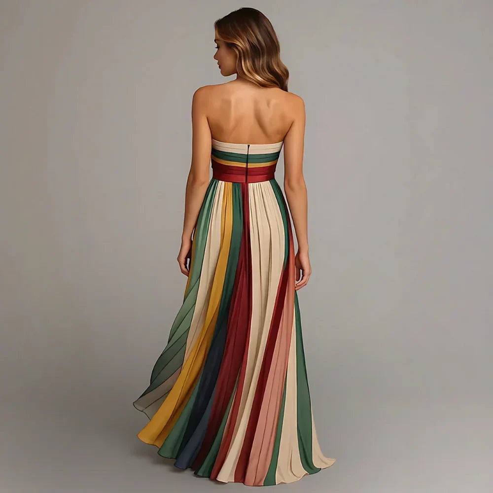 Delyth | Strapless Pleated Maxi Dress