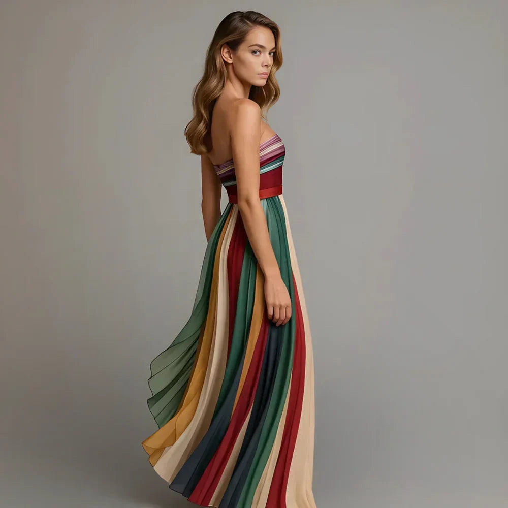 Delyth | Strapless Pleated Maxi Dress