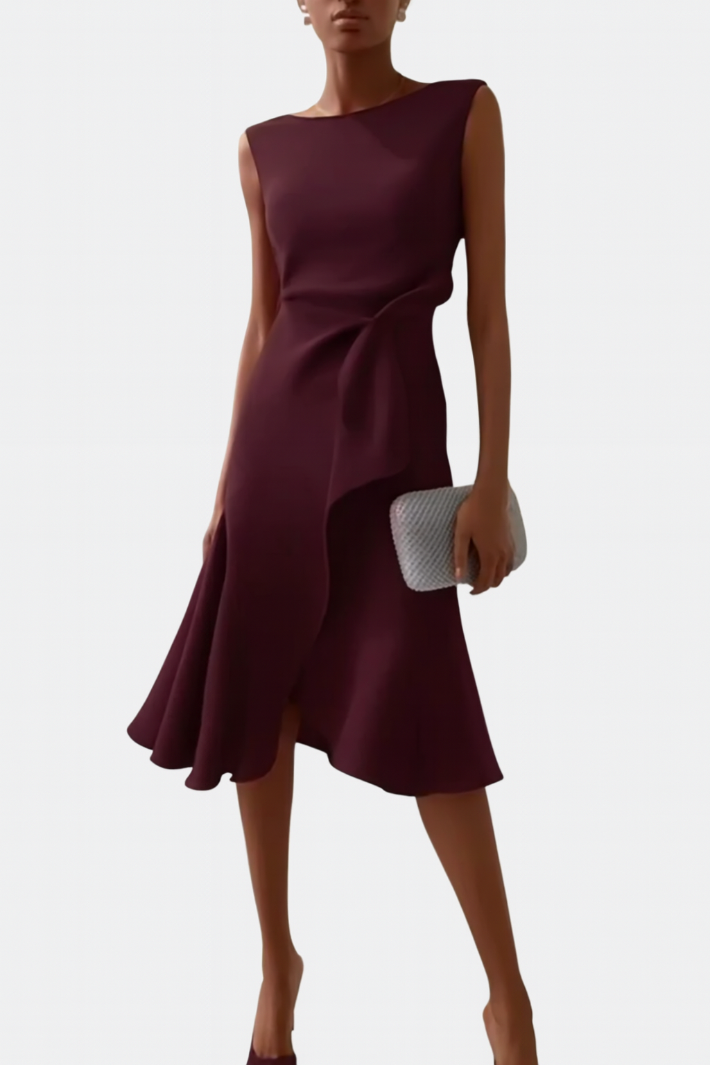 Rosalind | Draped Asymmetric Midi Dress