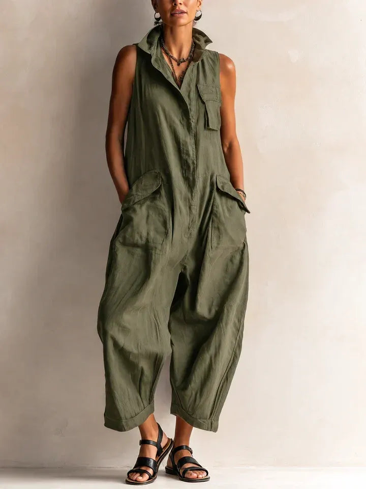 Alessia | Casual Sleeveless Cargo Jumpsuit