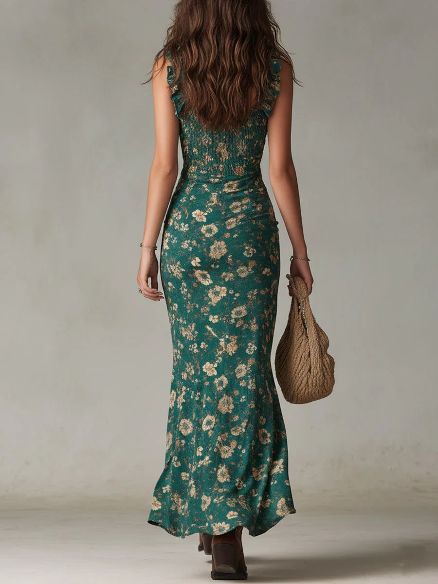Sylvie | Bohemian Floral Ruched Maxi Dress