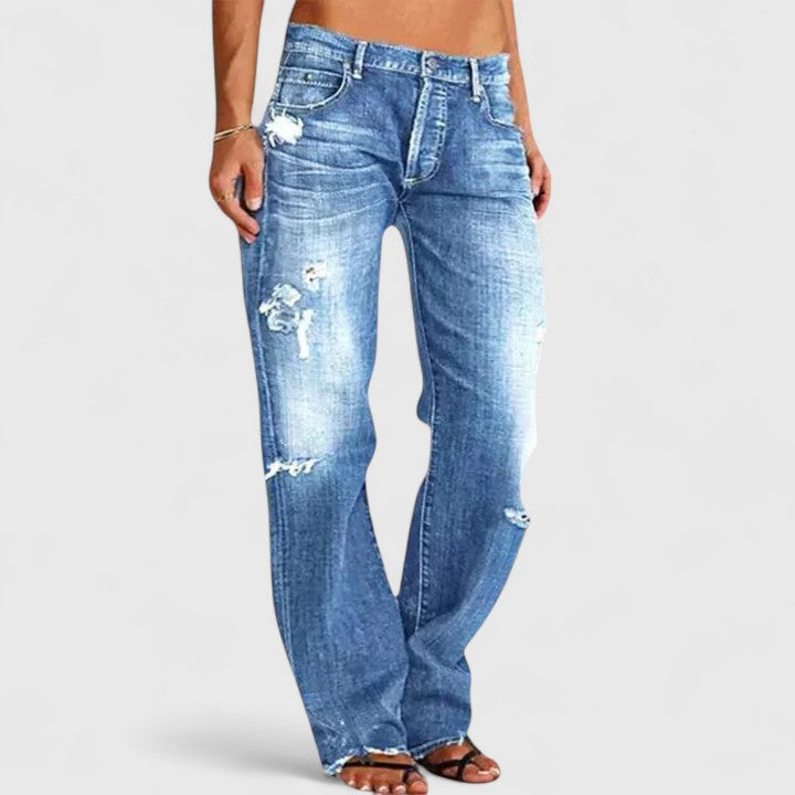 Sylvia | Stylish Rugged Wide-Leg Jeans