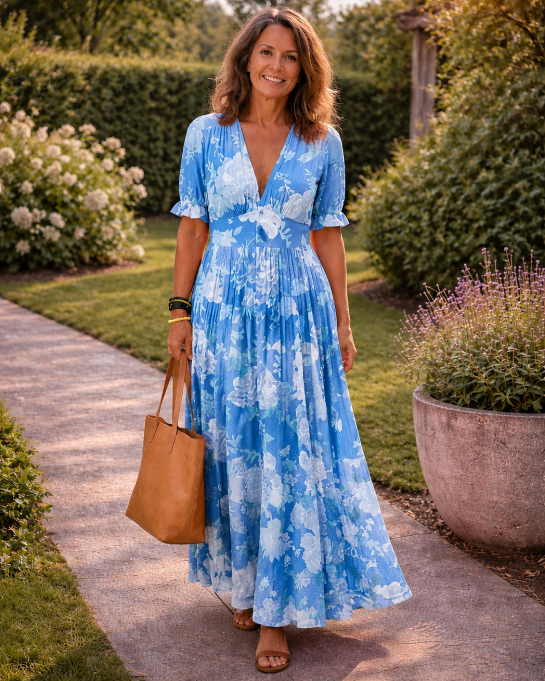 Della | Floral V Neck Maxi Dress