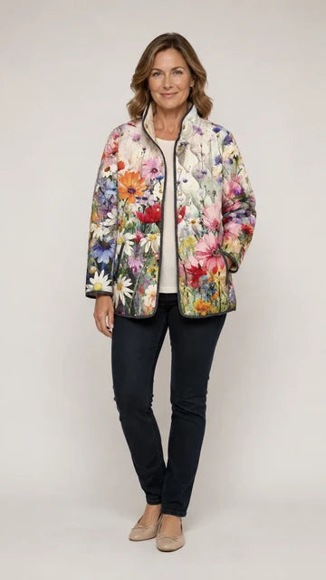 Kaia | Charming Vintage Floral Print Quilted Jacket