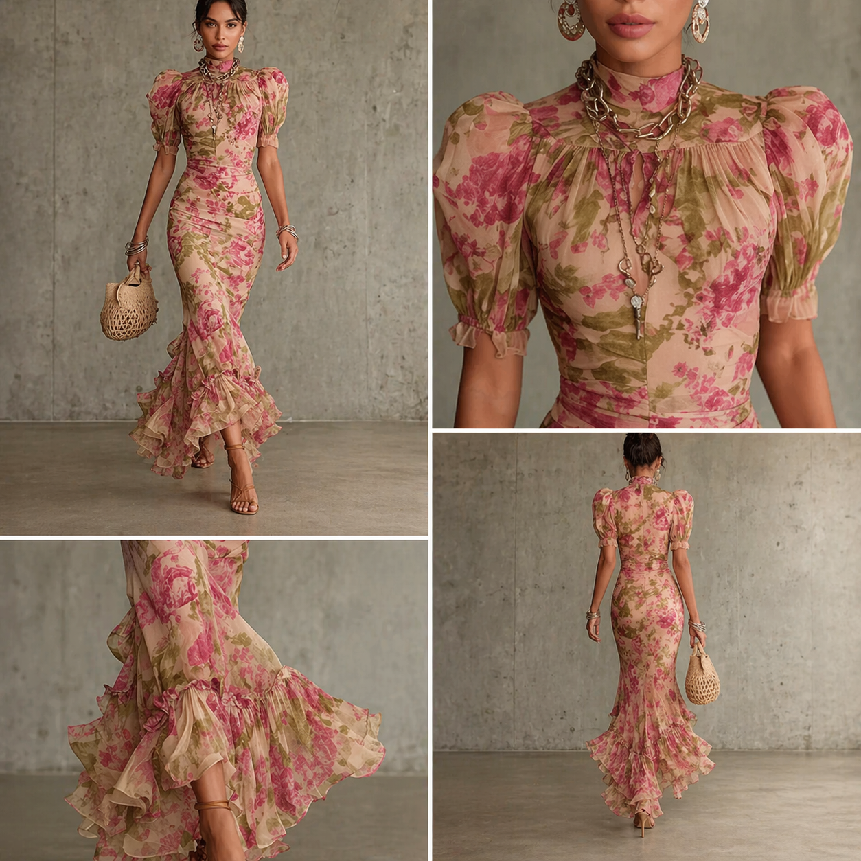 Tamsin | Floral Puff Sleeve Maxi Dress