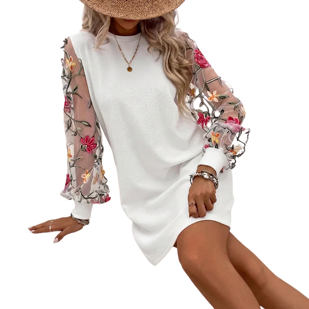 Mireille | Floral Bishop Sleeve Midi Dress