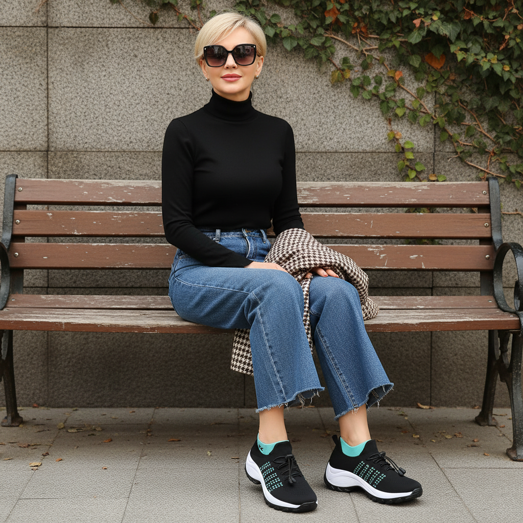 Linda | Knit Fabric Shoes in Green and Black