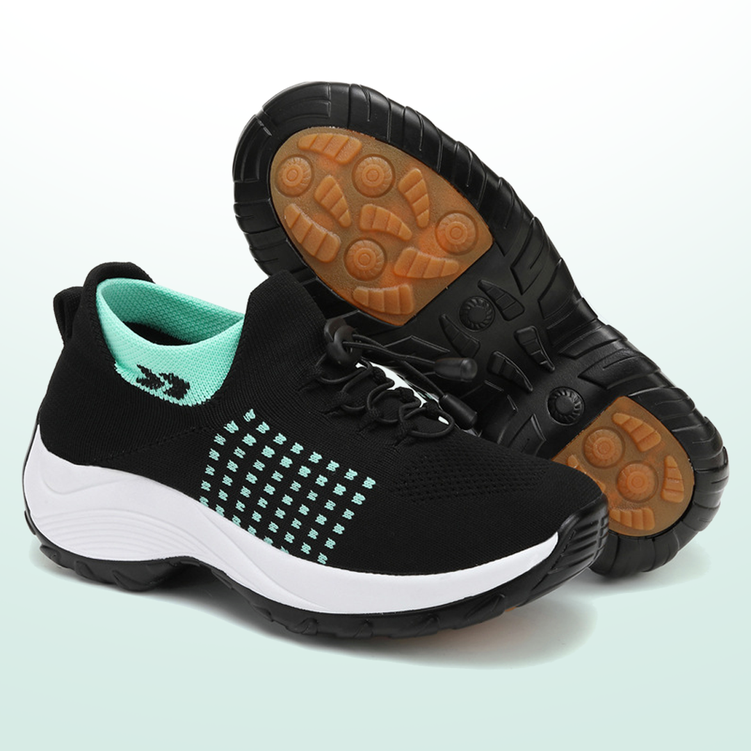 Linda | Knit Fabric Shoes in Green and Black