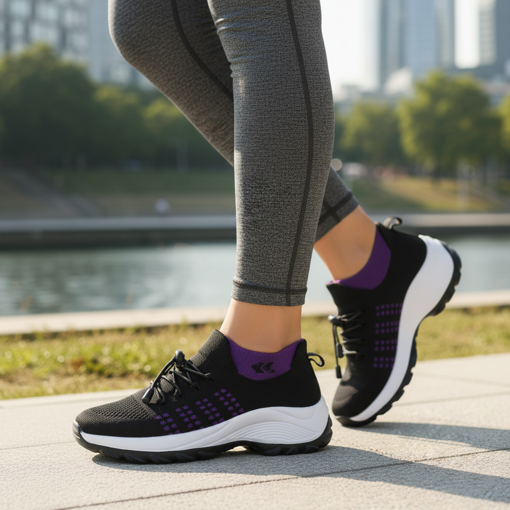 Ava | Knit Fabric Shoes in Purple and Black