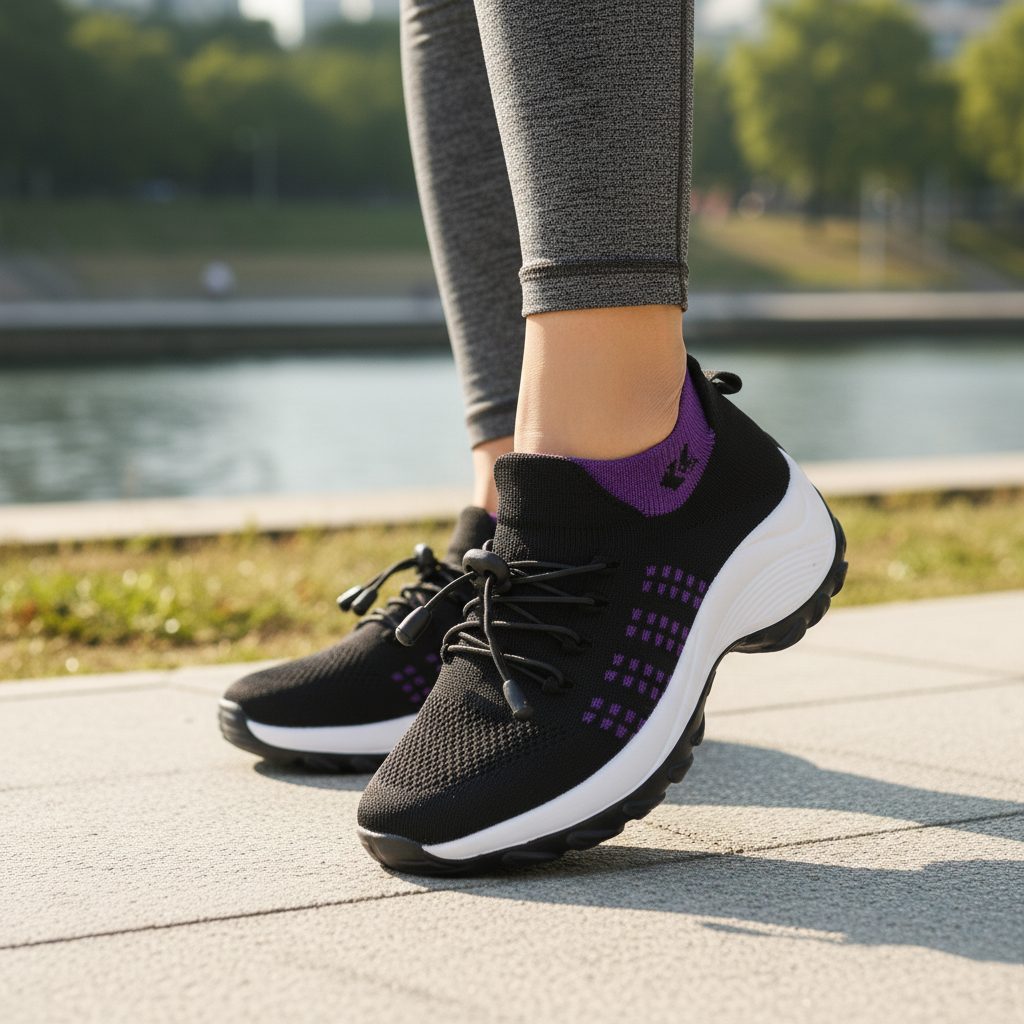 Ava | Knit Fabric Shoes in Purple and Black