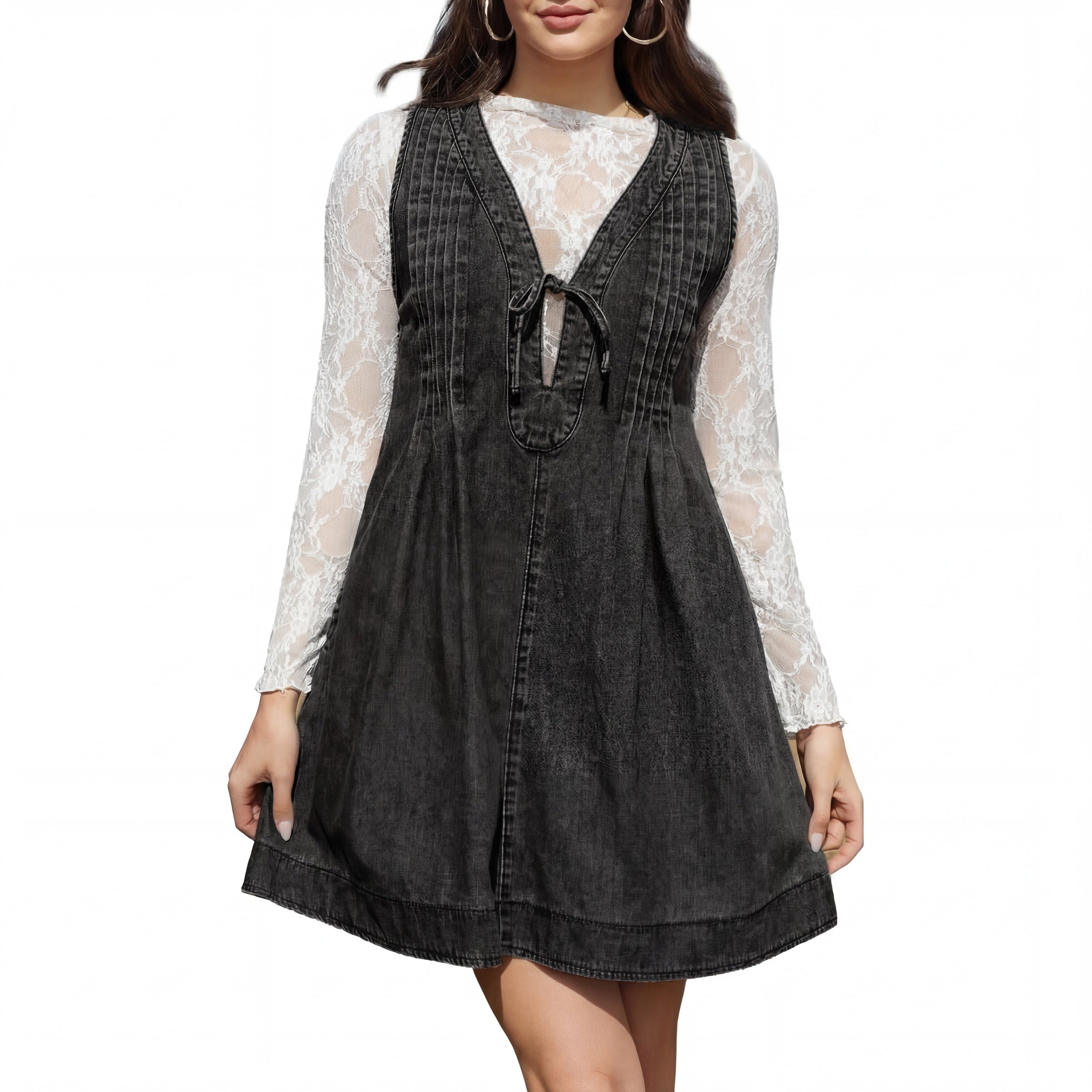 LAUREN™ – Vintage Inspired Sleeveless V Neck Mini Dress