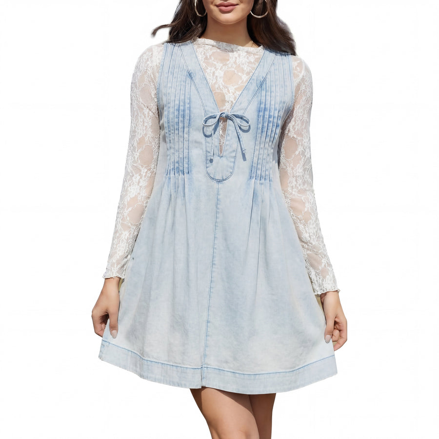 LAUREN™ – Vintage Inspired Sleeveless V Neck Mini Dress