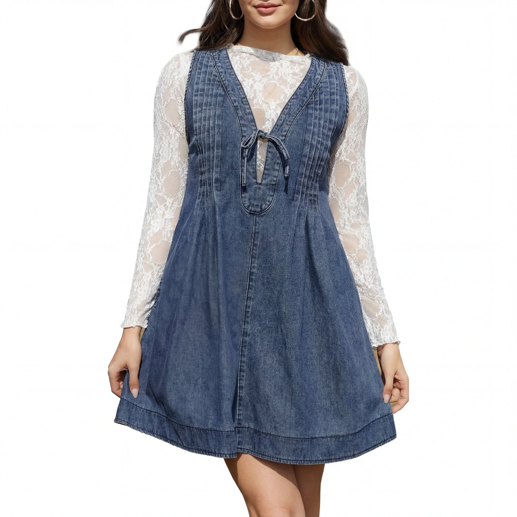 LAUREN™ – Vintage Inspired Sleeveless V Neck Mini Dress