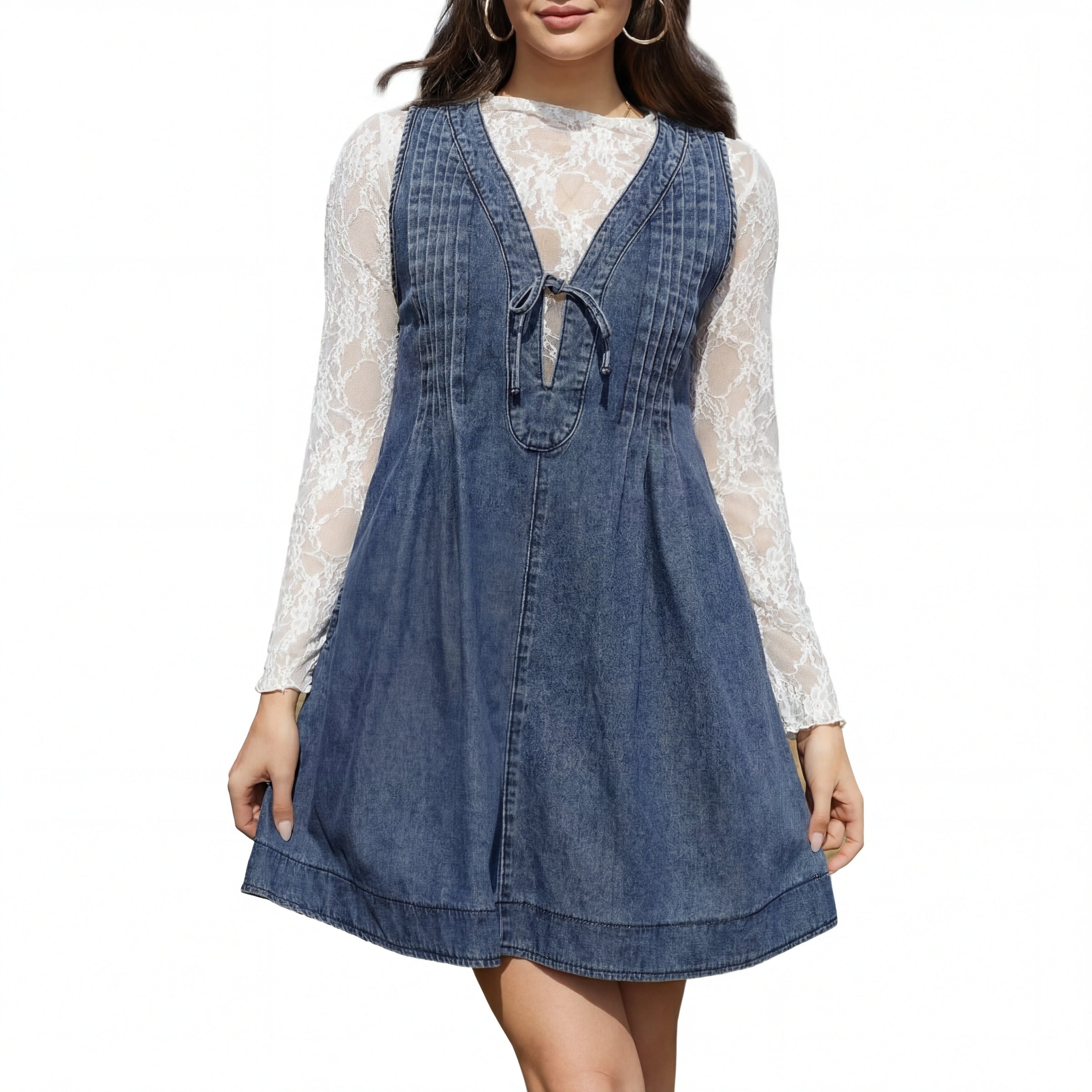 LAUREN™ – Vintage Inspired Sleeveless V Neck Mini Dress