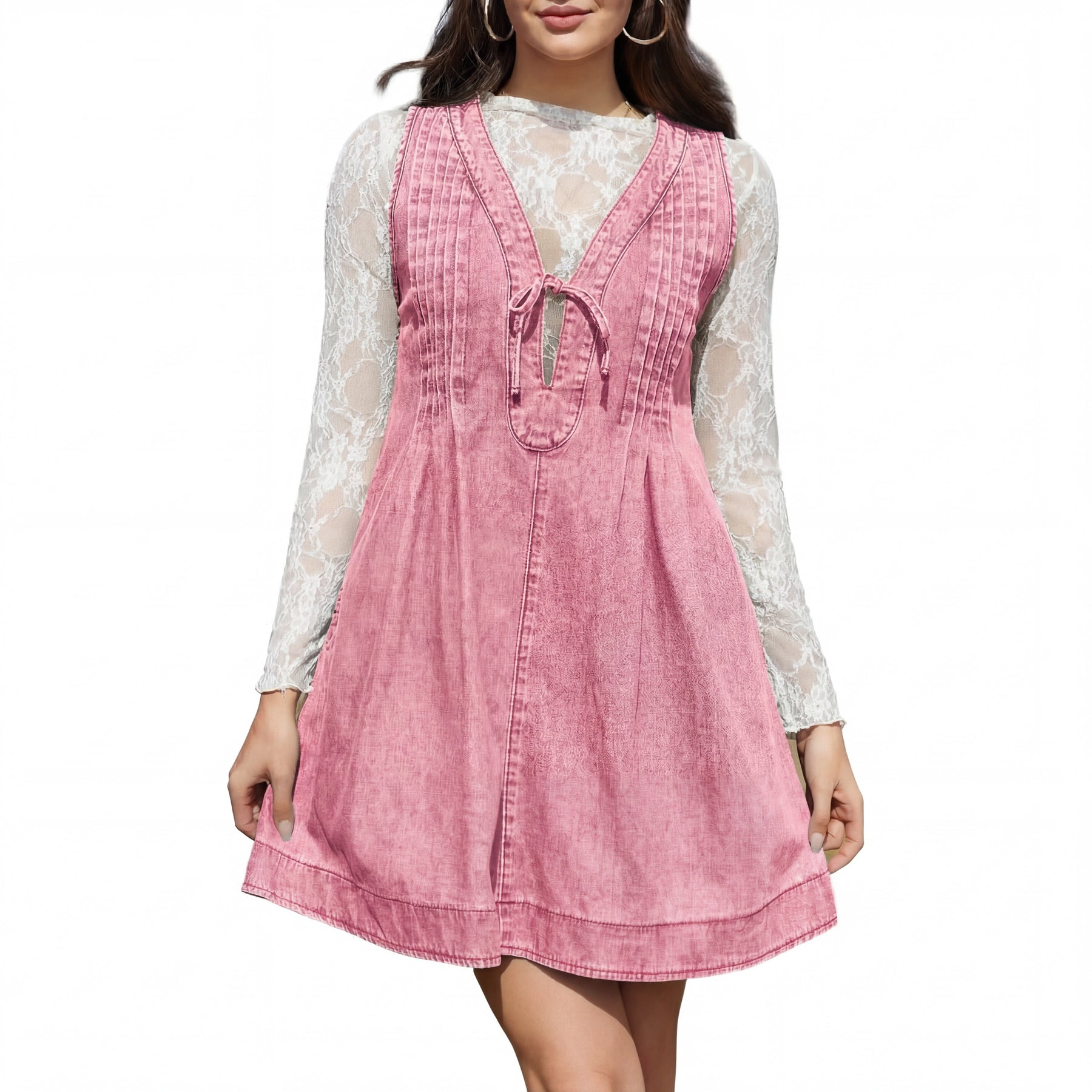 LAUREN™ – Vintage Inspired Sleeveless V Neck Mini Dress