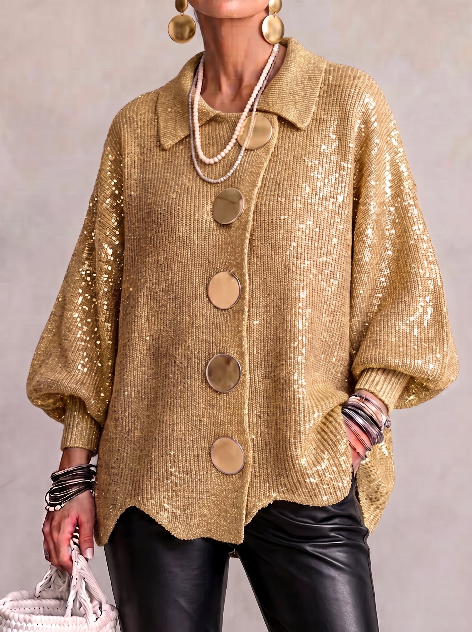 Iolanthe | Collared Cardigan With Metal Buttons