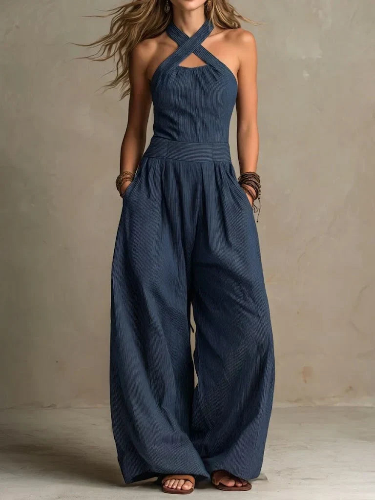 Willa | Elegant Crossover Halter Jumpsuit
