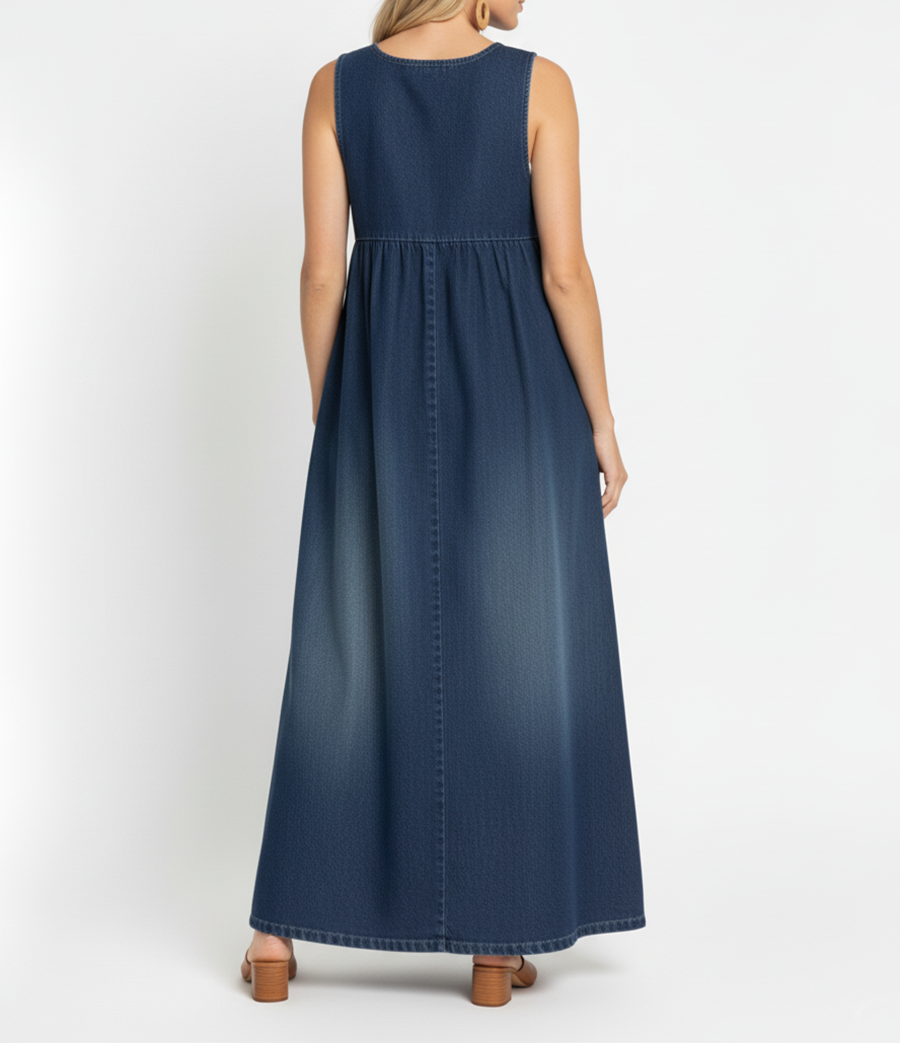 Karen | Vintage Wash Denim Maxi Dress