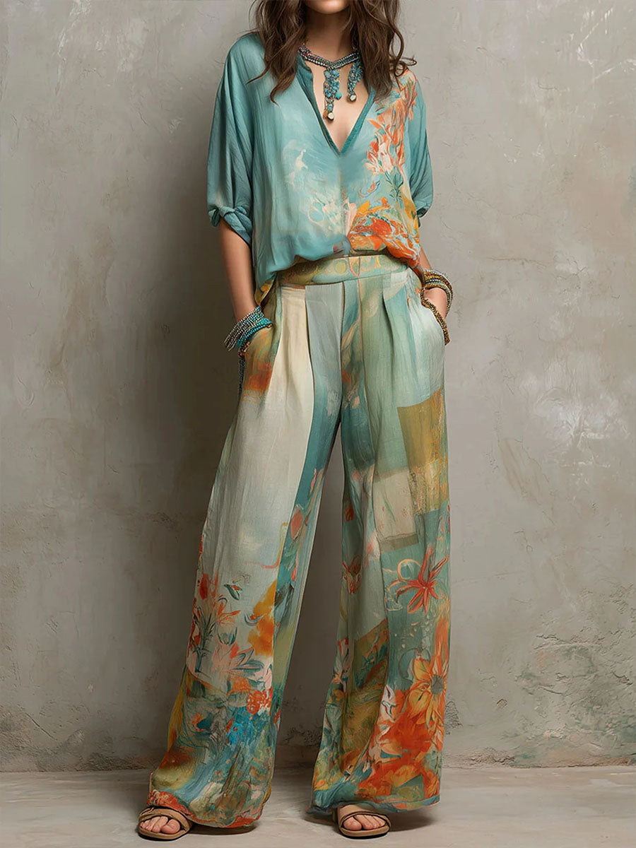 Faustine | Artful Wide Leg Two Piece Set