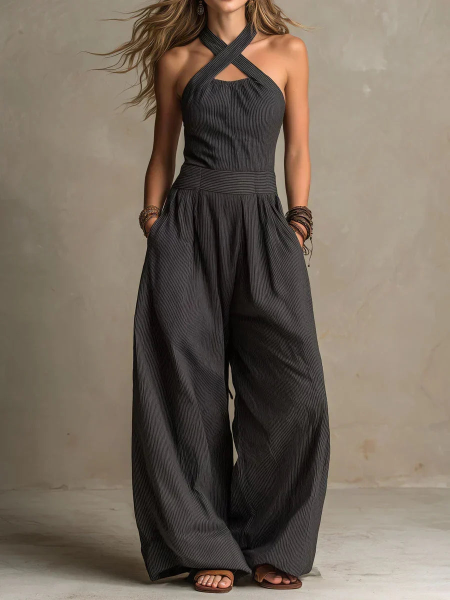Willa | Elegant Crossover Halter Jumpsuit