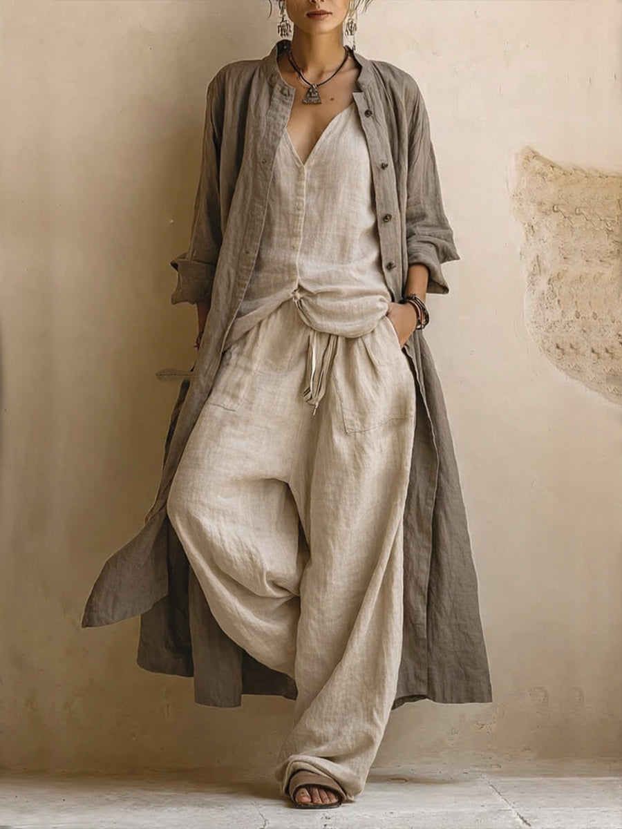 Genevieve | Boho Linen Blend Three Piece Co-Ord Set