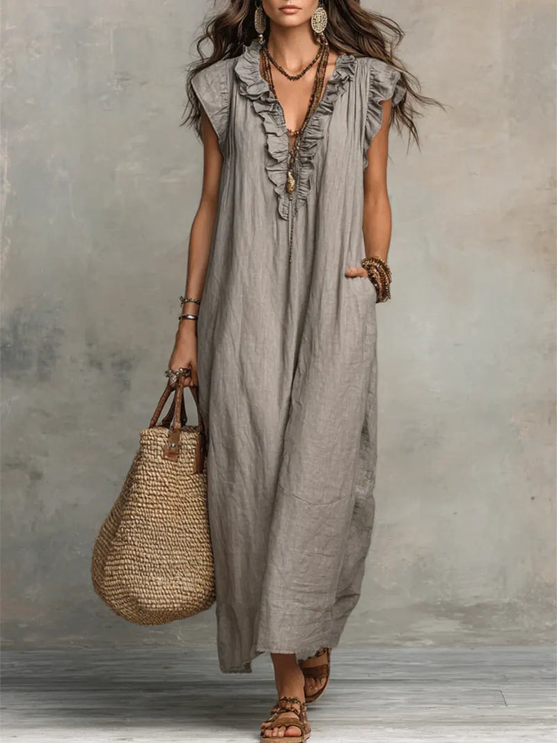 Camellia linen maxi dress