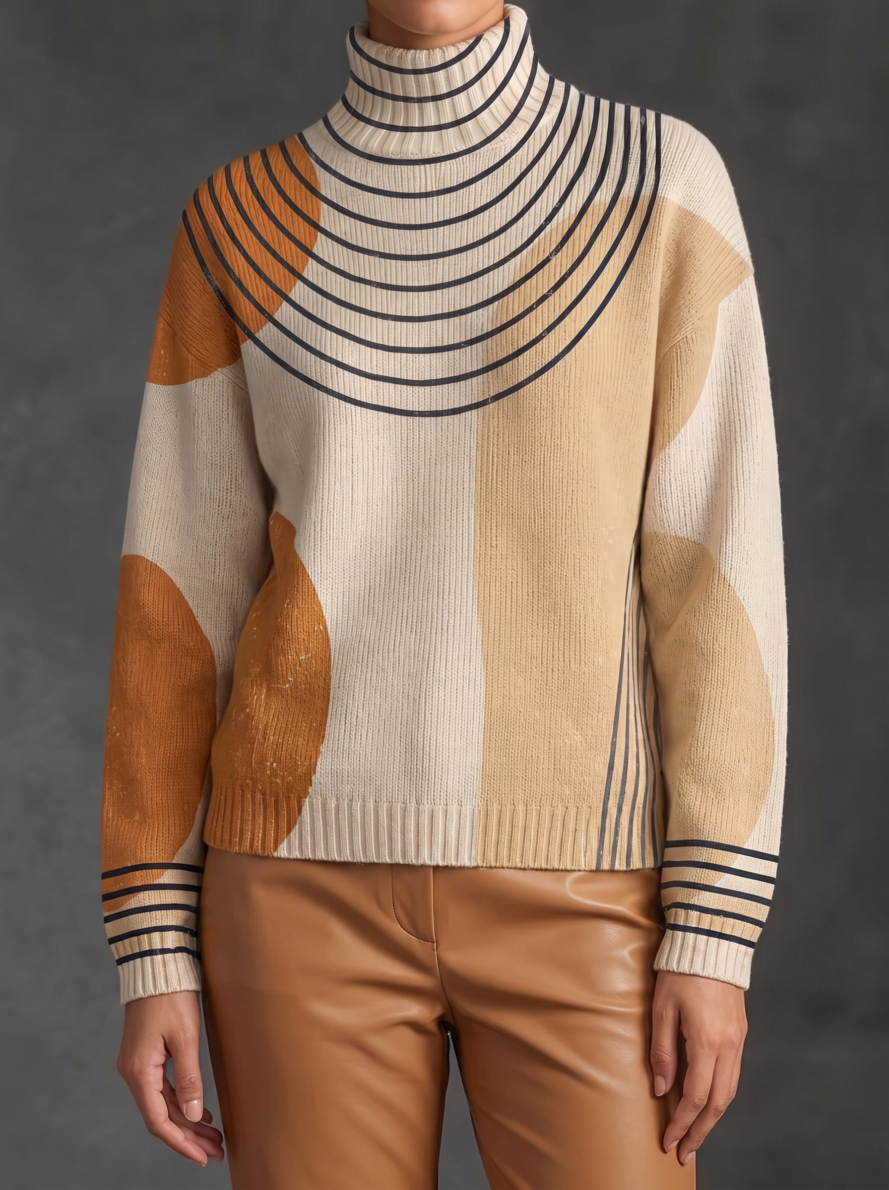 Perrine | Colour Block Arc Turtleneck Jumper