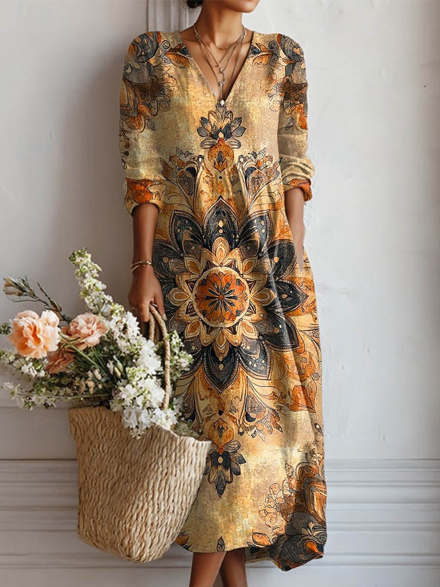 Elvira | Bohemian Print Maxi Dress