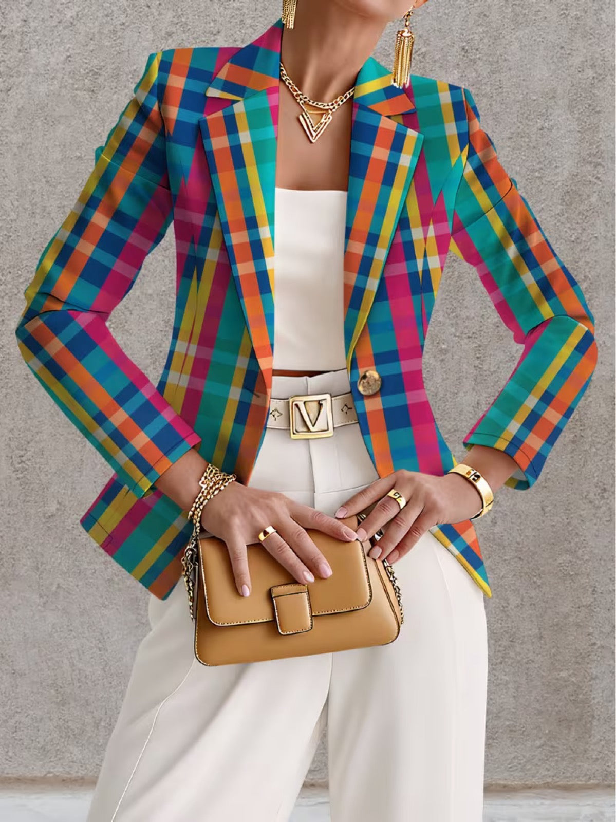 Rosaline | Rainbow Plaid Blazer