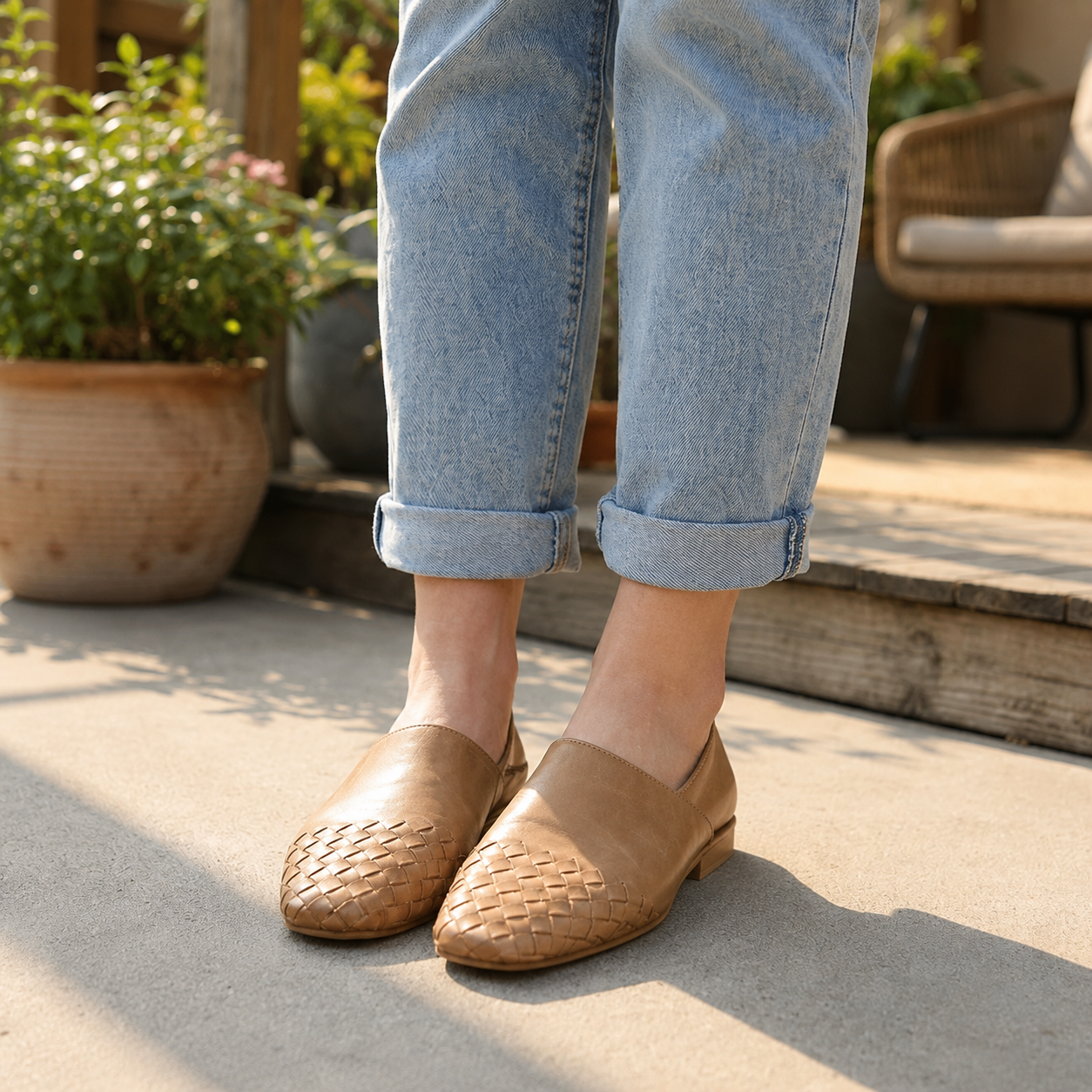 Sally | Woven Slip On Mules