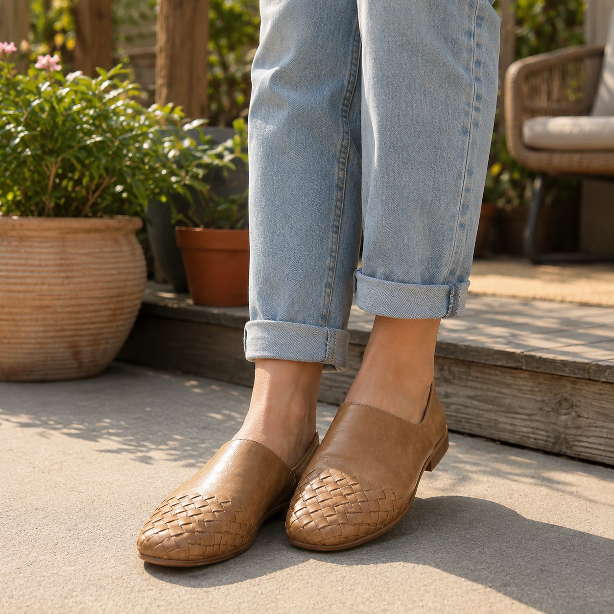 Sally | Woven Slip On Mules