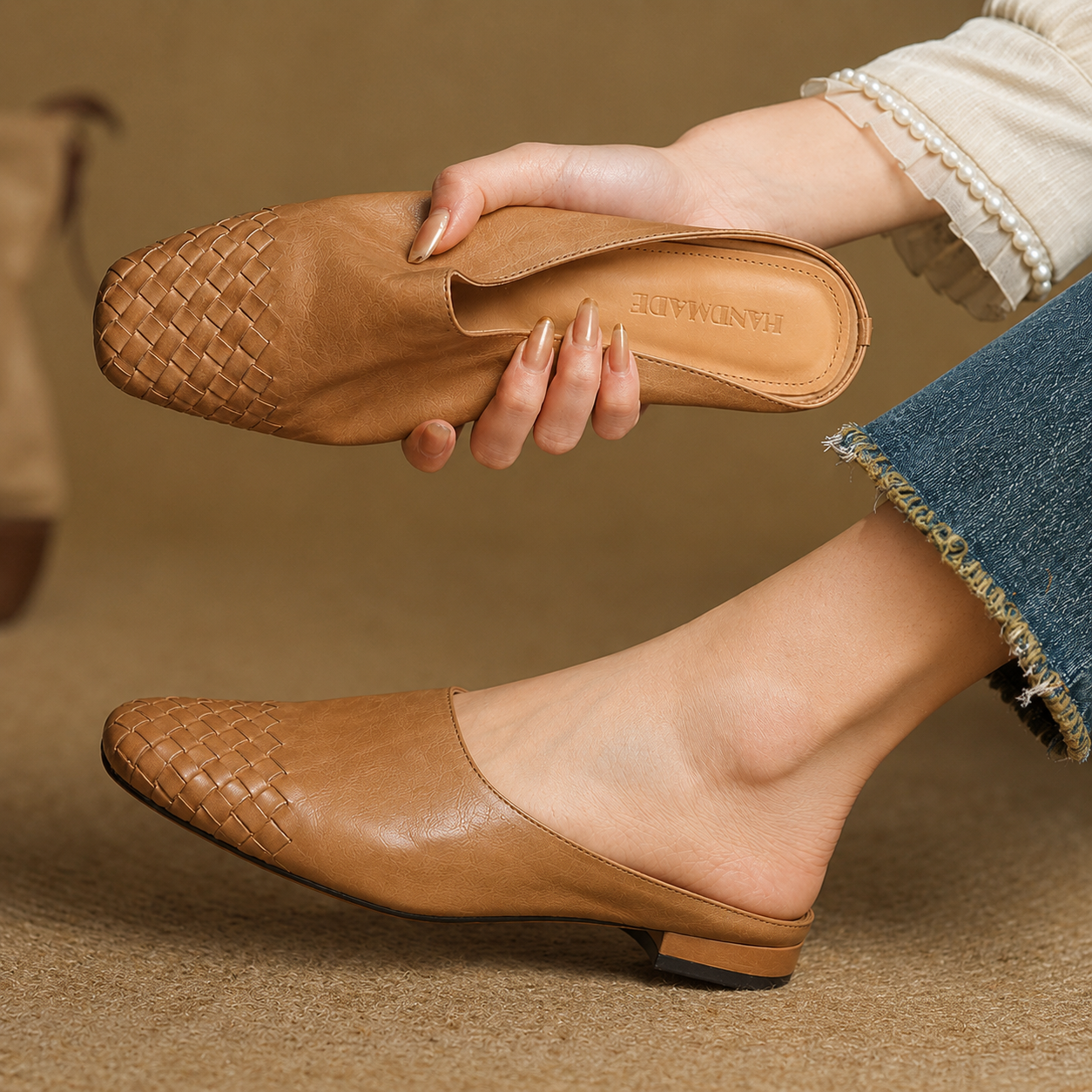 Sally | Woven Slip On Mules