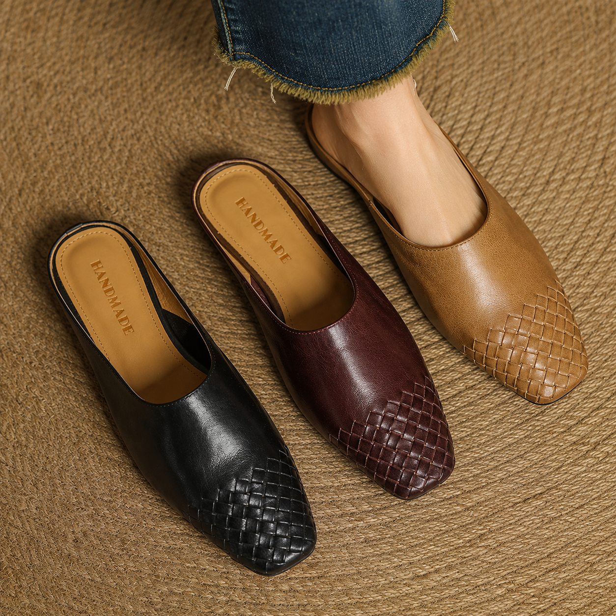 Sally | Woven Slip On Mules
