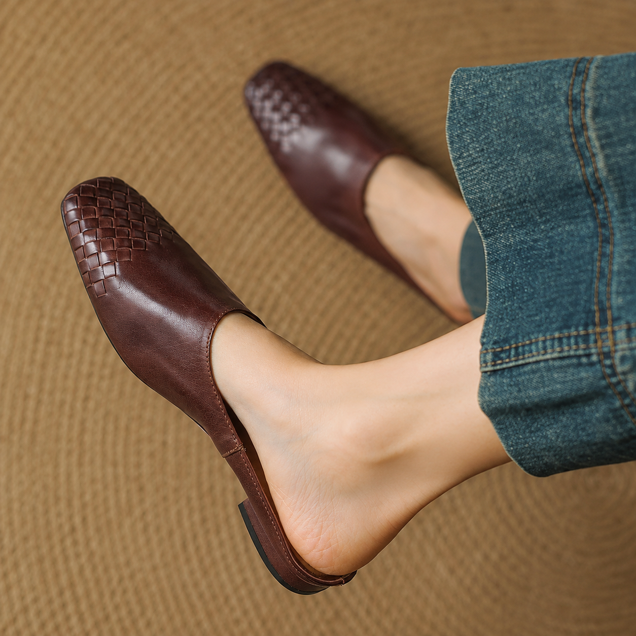 Sally | Woven Slip On Mules