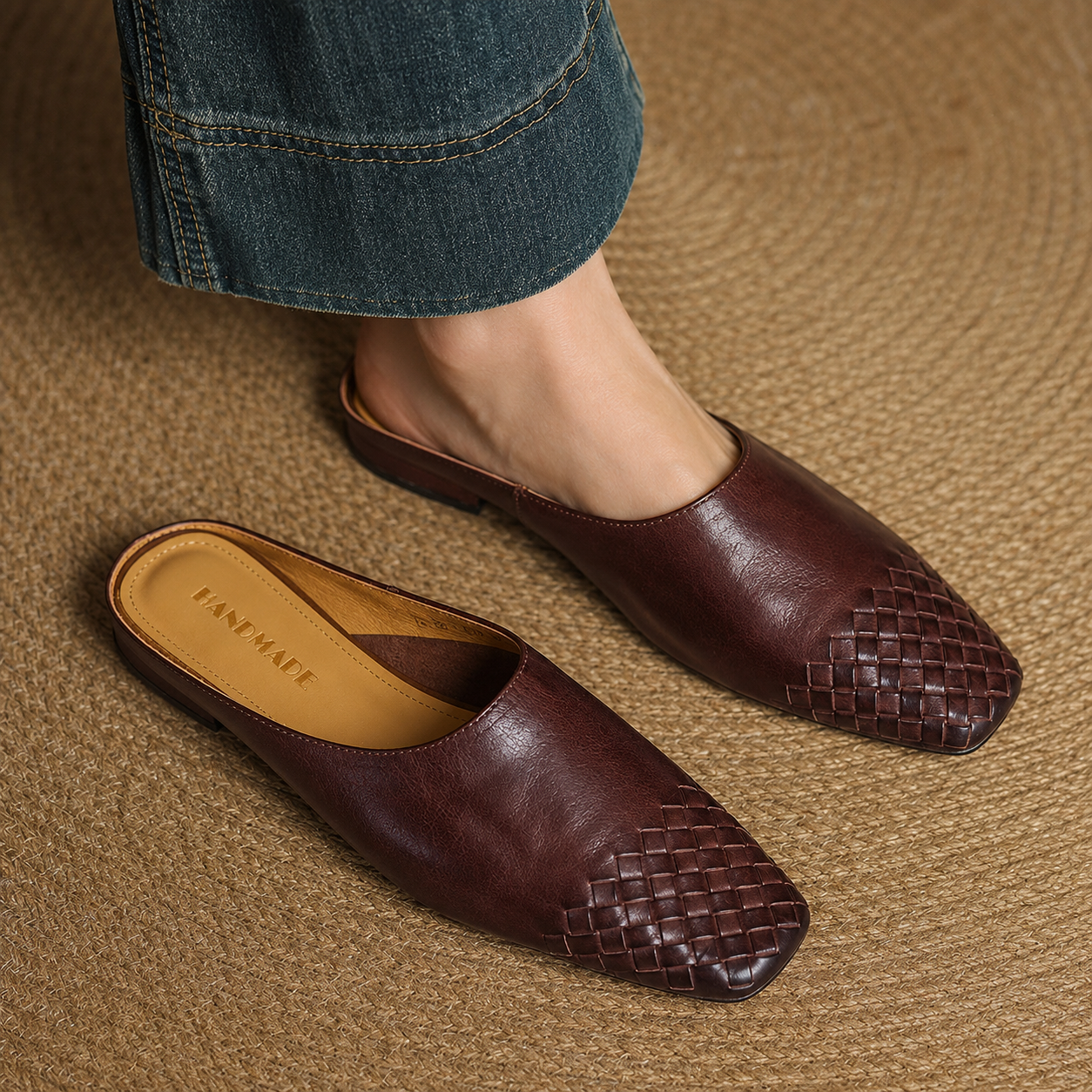 Sally | Woven Slip On Mules