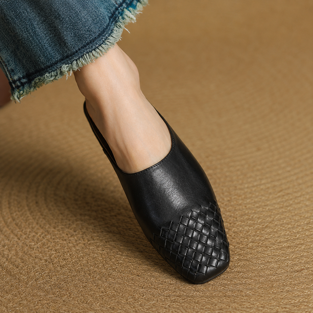 Sally | Woven Slip On Mules