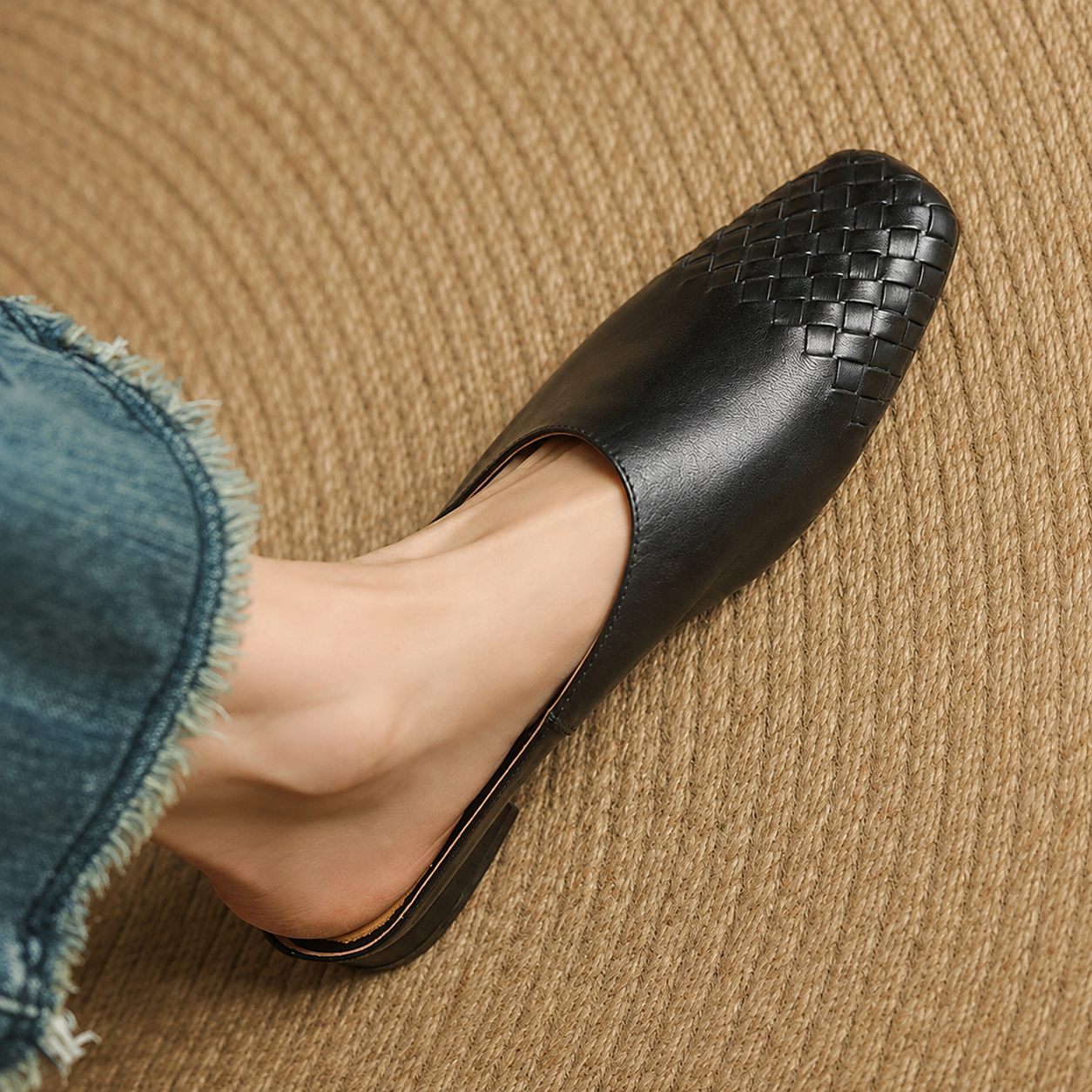 Sally | Woven Slip On Mules
