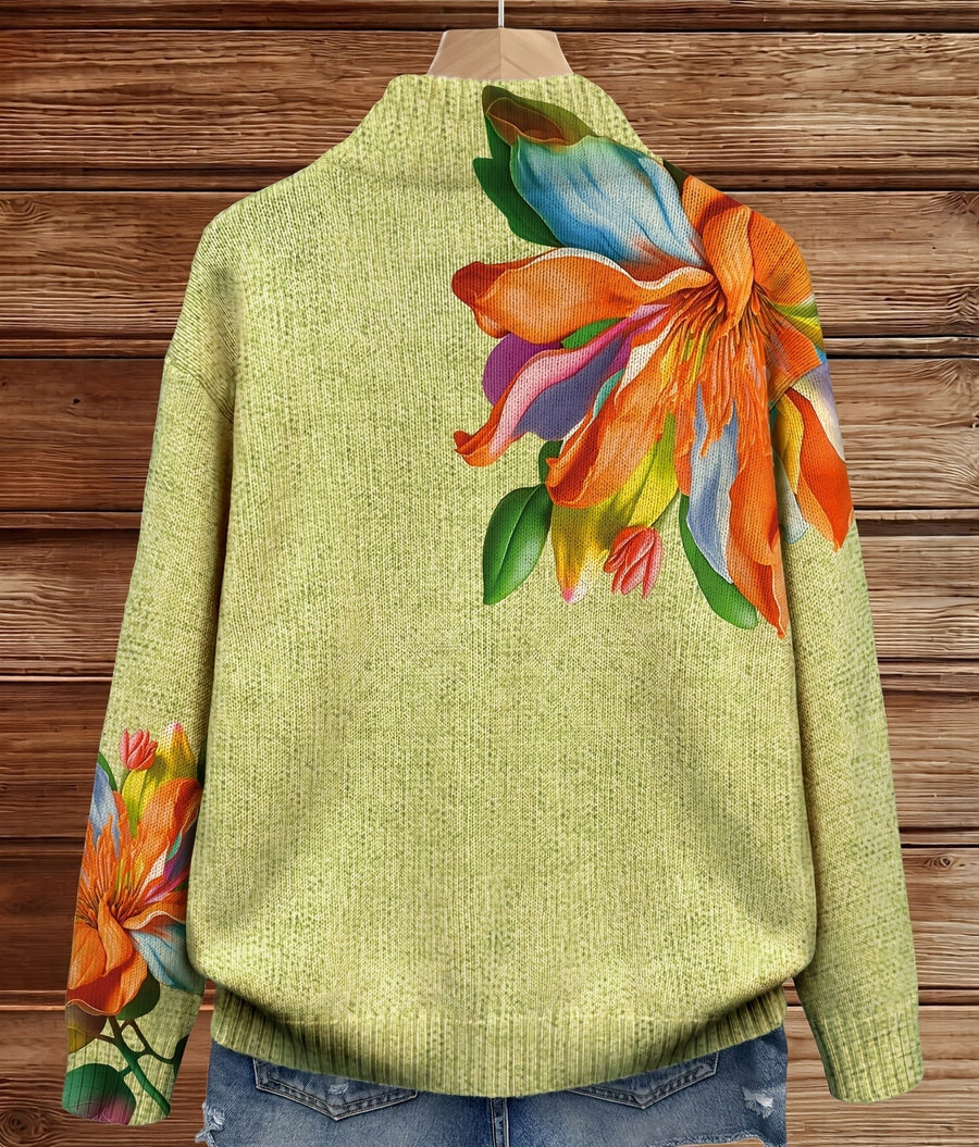 Sidonie | Vibrant Tropical Lily Floral Print Cardigan