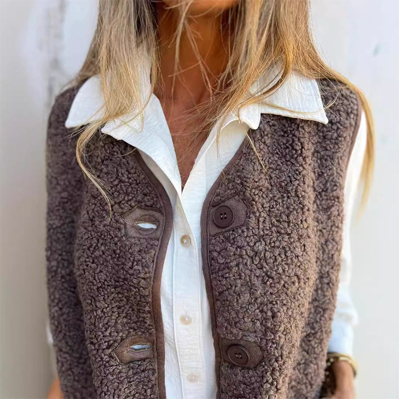 Women's Autumn Button-Front Short Warm Vest