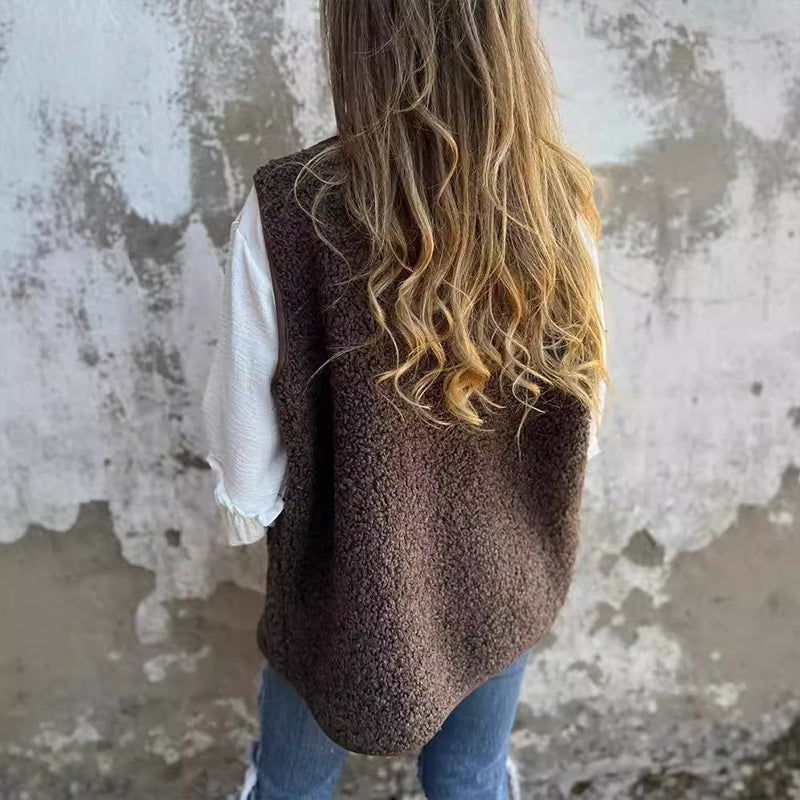 Women's Autumn Button-Front Short Warm Vest