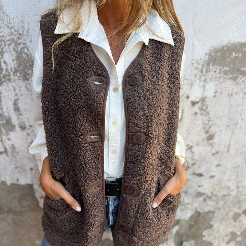 Women's Autumn Button-Front Short Warm Vest