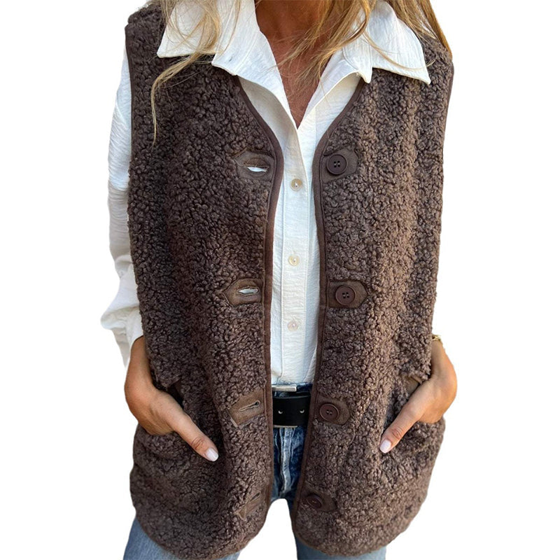 Women's Autumn Button-Front Short Warm Vest