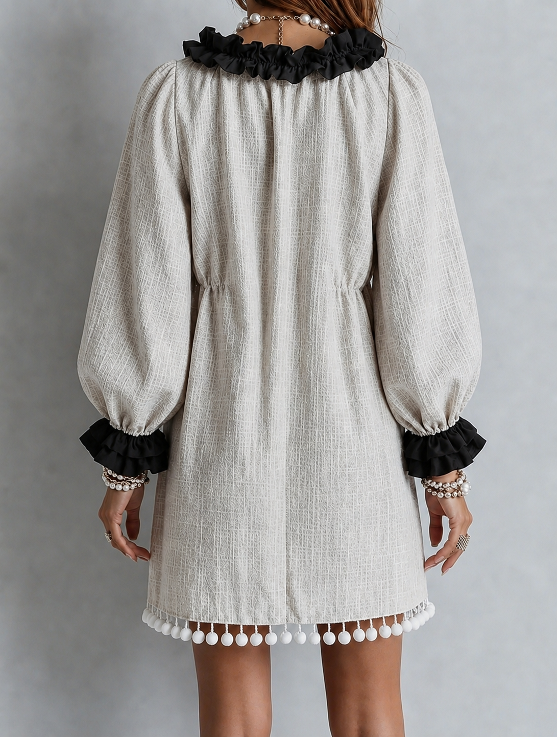 Vera | Ruffle Trim Puff Sleeve Mini Dress