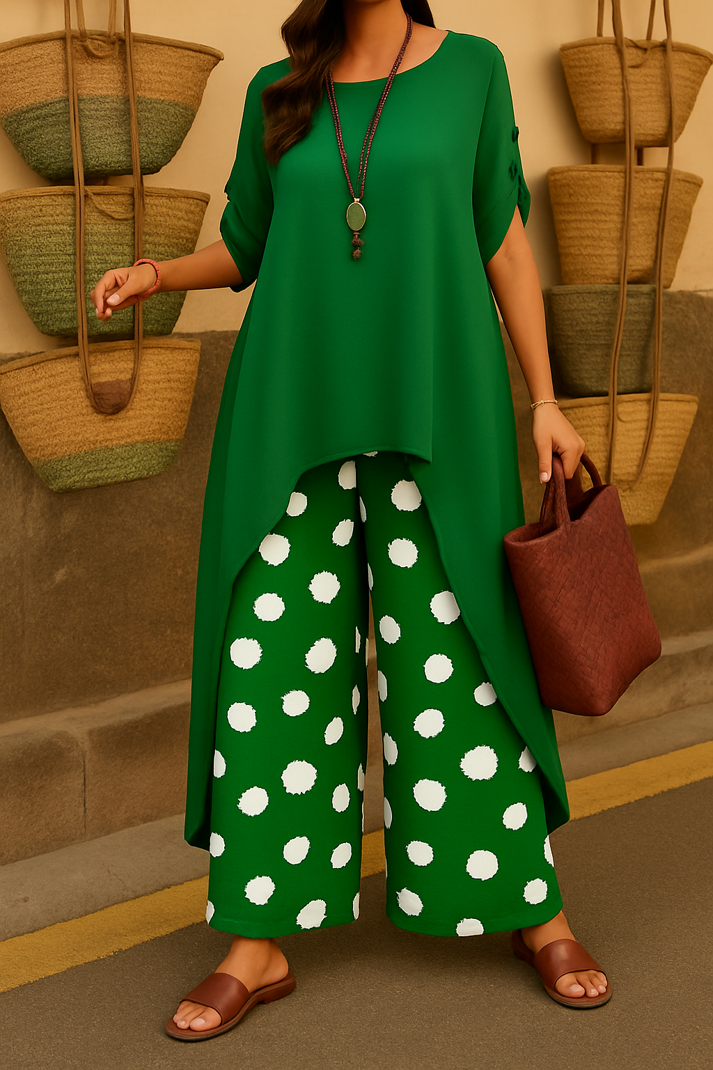 Coordinato • Cotone • Casual elegante con pantaloni a palazzo 🌿 — Isabella