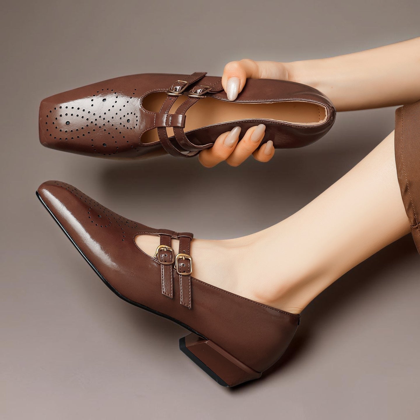 Marisol | Brogued Dual Strap Mary Jane Pump