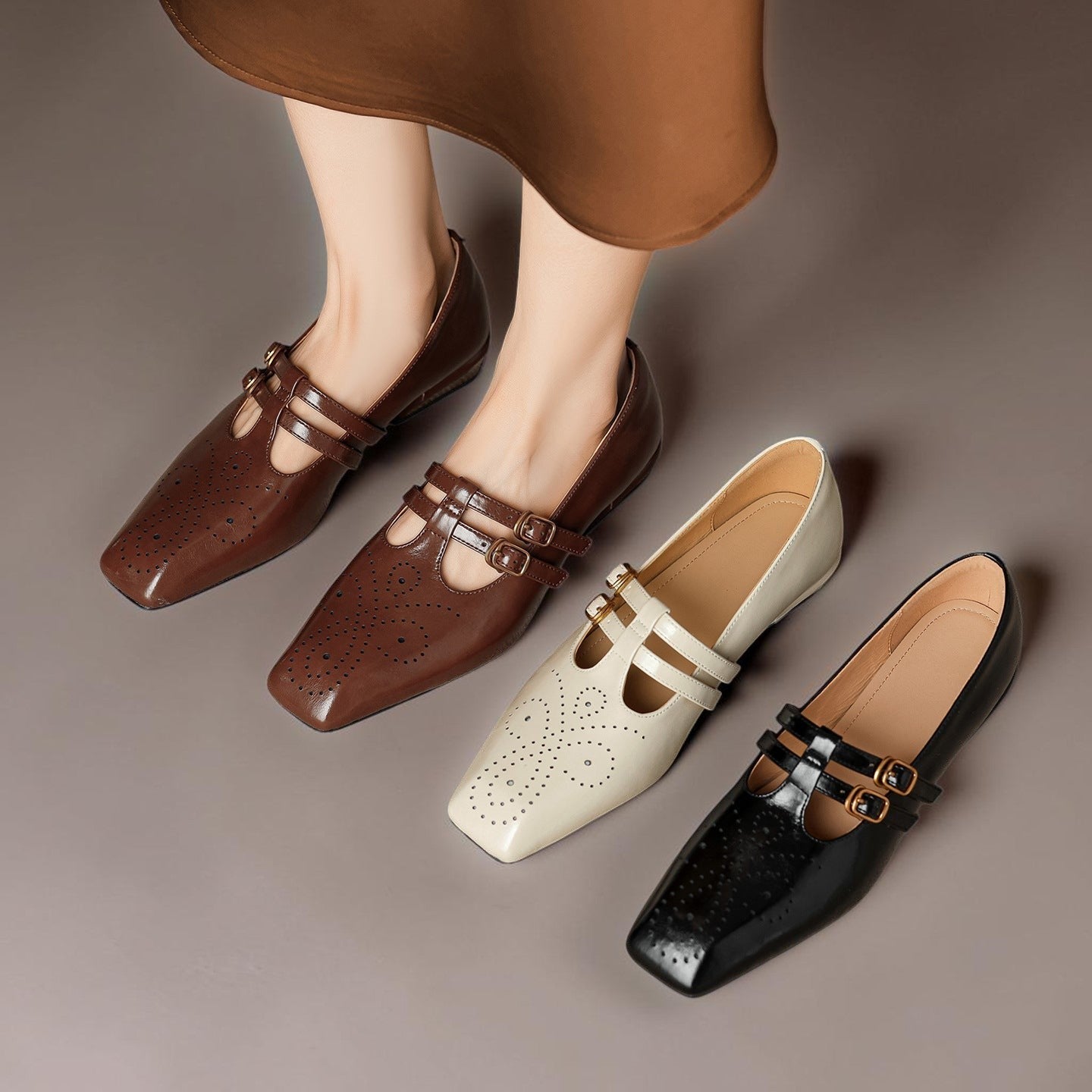 Marisol | Brogued Dual Strap Mary Jane Pump