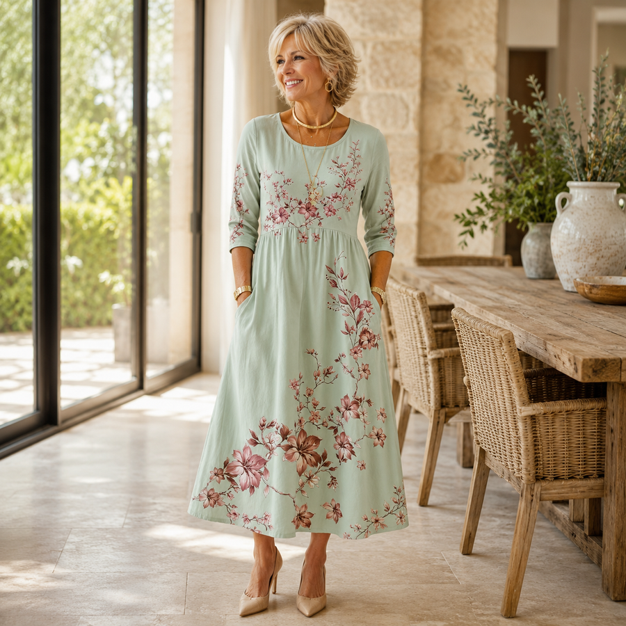 Celeste | Floral Pocket Midi Dress