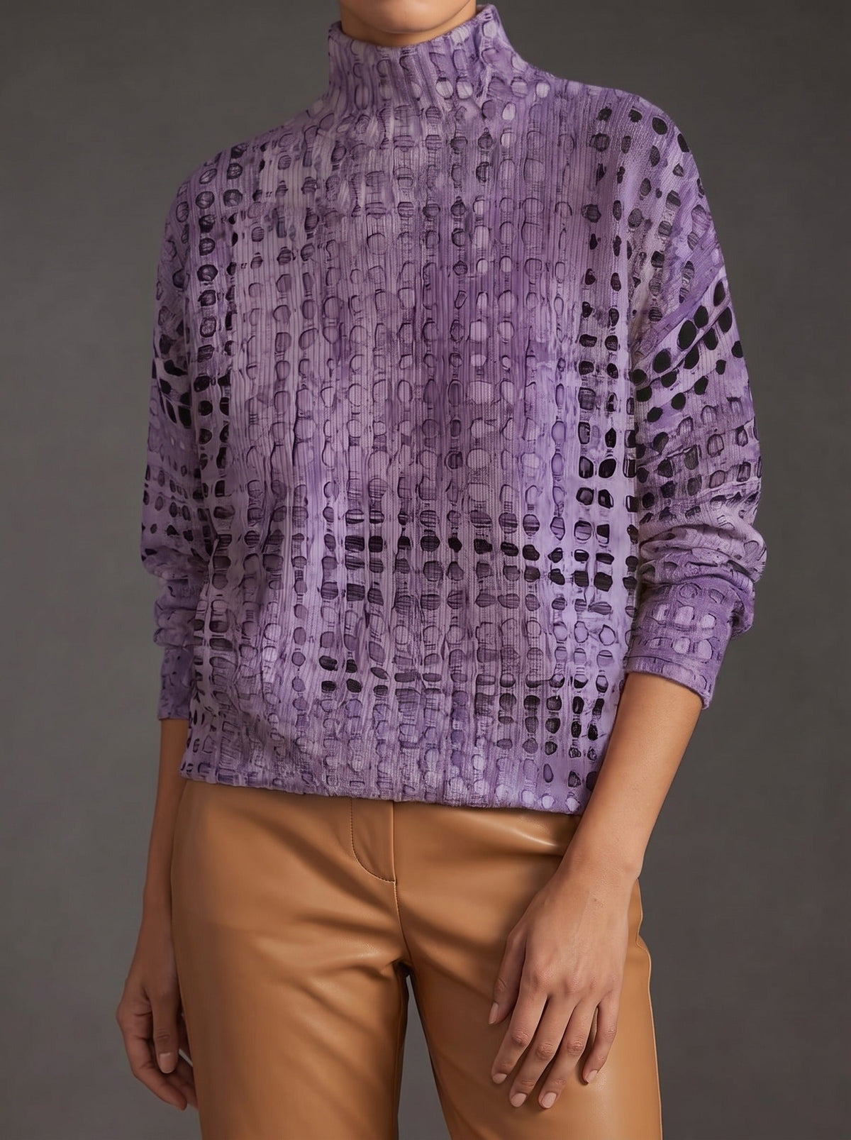 Ysolde | Lavender Lattice Turtleneck Jumper